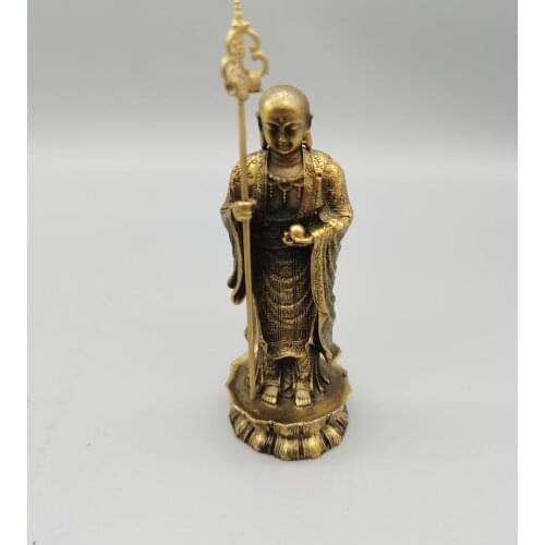 CHINA antique brass fengshui Bodhisattva of dizang King small Statue Metal crafts family decorations statue
