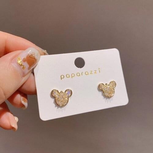 Korean Geometry Cute Little Bear Stud Earrings Individual Simple Compact Earrings For Women Party Jewelry Gift Classic