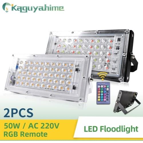 K-RU 2pcs LED Flood Light 50W 100W RGB Floodlight IP65 Waterproof Outdoor Street Spot Wall Reflector Lighting Garden Spotlight