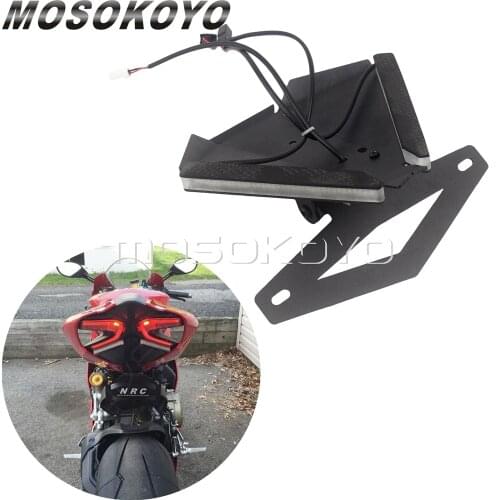 Motorcycle Tail Tidy License Plate Bracket w/ Integrated LED Tail Light Indicator For Ducati 899 959 1199 1299 Panigale 2012-19