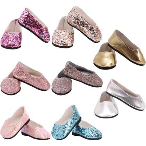 Doll Shoes 7 Cm Sequin Shoes Kitty Cute Boots For 18 Inch American&43 Cm Baby New Born Doll Generation Girl`s Toy DIY 1/3 Blyth