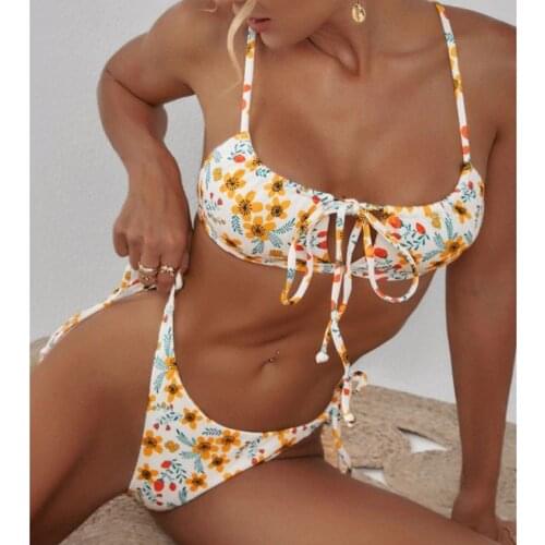 Summer New Womens Bikini Printed Floral Swimsuit Womens Split Swimsuit Bikini