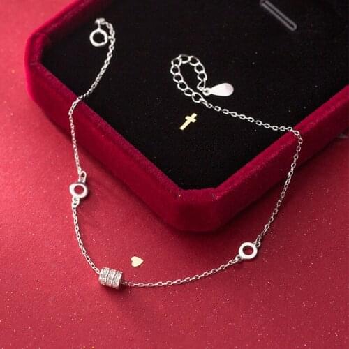 MIQIAO Leg Chain Female Fashion Jewelry 925 Sterling Silver Anklet For Women Zircon Cylindrical Round Decoration On Foot Gift