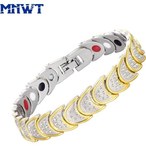 MNWT Brand Unisex Health Energy Magnetic Negative Ion Germanium Bracelet Men Stainless Steel Bracelets For Women Jewelry Gift