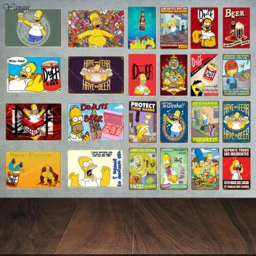 Cartoon Metal Poster Duff Beer Metal Signs To Alcohol Plaque Wall Decor For Bar Pub Club Man Cave Decorative Plate YA031