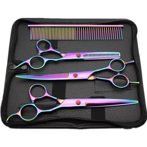 Colorful 7 "pet hair scissors set hair tools shear cat dog profession