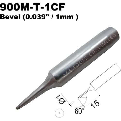 Soldering Tip 900M-T-1CF Bevel 1mm for Hakko 936 907 Milwaukee M12SI-0 Radio Shack 64-053 Yihua 936 X-Tronics 3020 Iron Bit