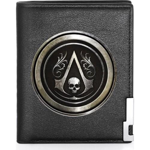 2021 New Fashion Assassin Skull Printing Mens Wallet Leather Purse For Men Credit Card Holder Short Slim Wallet Pocket