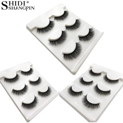 New 3 pairs 3d mink lashes natural short cilios hand made mink eyelashes 1 box fake eyelashes full strip lashes faux cils makeup