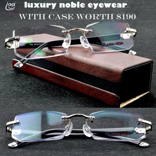 CLARAVIDA LUXURY PACK CHIEF EXECUTIVE OFFICERS BUSINESS RIMLESS FRAMELESS READING GLASSES+PU BOX +1 +1.5 +2 +2.5 +3 +3.5 +4