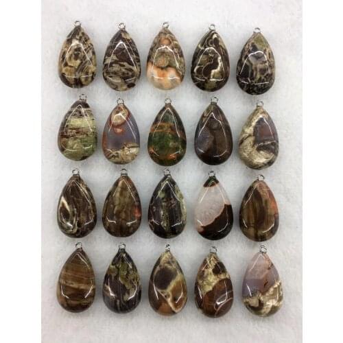 Wholesale 10pcs/Pack Crazy Agates Bead Pendant,Pear Shape Gem Stone Jewelry Necklace DIY 32mm