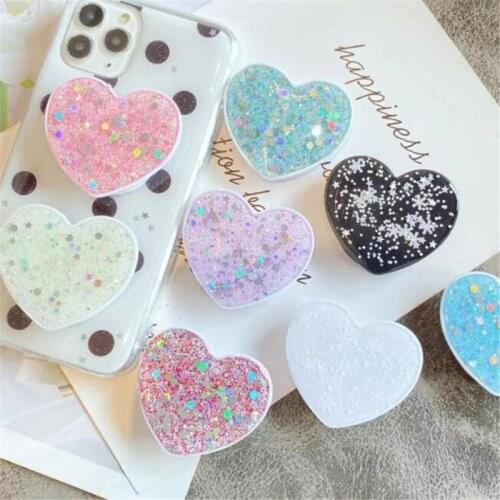 Heart Multicolor Mobile Airbag Phone Stand Holder Expanding Stand Mount Phone Socket Fold Smartphones Pocket Desktop Bracket