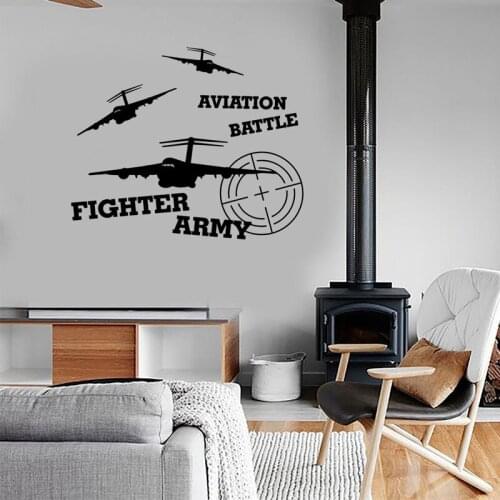 Jet Aviation Airplane War Wall Sticker Vinyl Home Decor Desgin Teens Room Boys Kids Bedroom Army Decals Murals Army BAttle A270