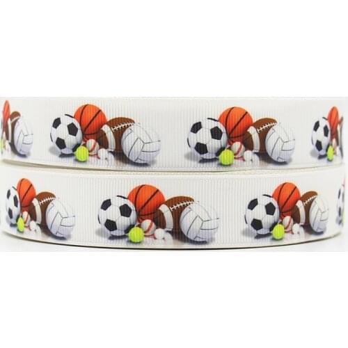 Q&N ribbon 7/8inch 22mm 161112005 football basketball printed grosgrain ribbon webbing 50yards/roll for hair tie free shipping