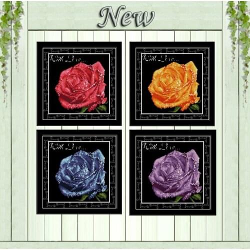 Rose red blue yellow purple decor paintings counted printed on canvas DMC 11CT 14CT Cross Stitch kits embroidery needlework Sets