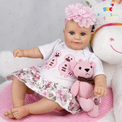 RSG 20 Inches Reborn Baby Dolls Lifelike Newborn Bebe Smiley Baby Girl Maddie Vinyl Cloth Body Christmas Gift for Children