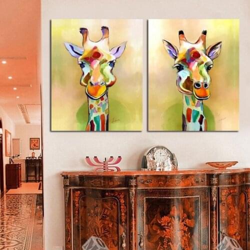 Pure hand-painted oil painting on canvas modern decorative wall pictures deer art home decoration for living room