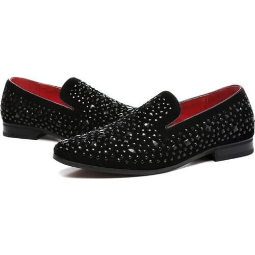 Coiffeur Formal Shoes Men Rhinestone Mens Dress Shoes Sepatu Slip on Pria Loafers Men Wedding Shoes Moda Italiana De Hombre Bona