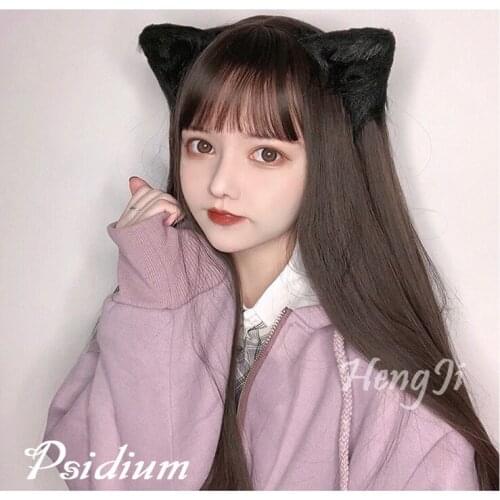 Uwowo Long Straight Black Brown Chololate Wig Cosplay Lolita Wigs Heat Resistant Synthetic Hair Anime Party wigs