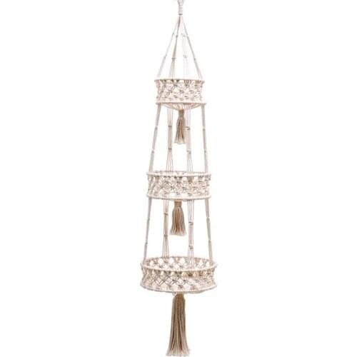 Macrame Plant Hanger Cotton Rope Indoor Basket Flower Garden Hanging Outdoor Hand Made Wall Home Holder Decor Flowerpot Net Bag