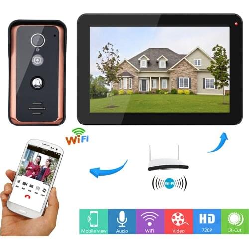 MOUNTAINONE 9inch Wifi IP Wireless Video Doorbell Intercom Entry System with 1000TVL Wired Camera Support APP intercom Record