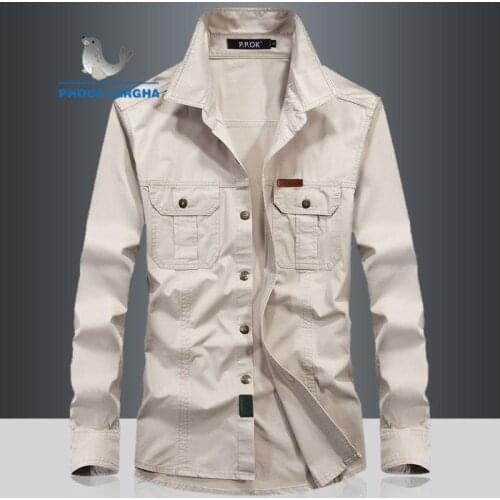 Military Quick-drying Mens Tactical Clothing Outdoor Camping Long-sleeved shirts Turn-down Collar Large Size shirts Male Khaki