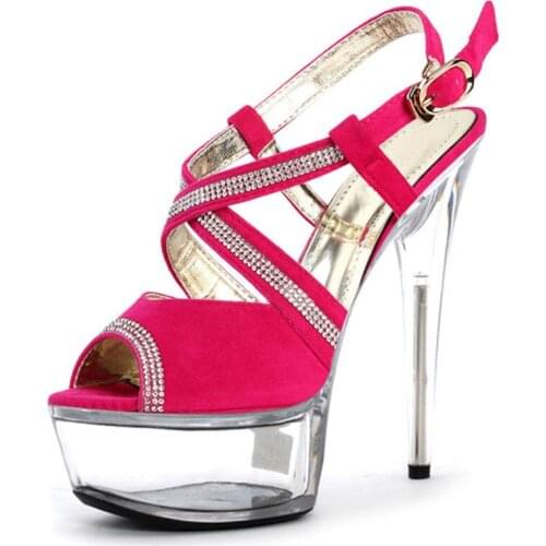 15 cm high heels, high heels, high heels sandals for stage show, thin heels, sequined cloth upper, dancing shoes