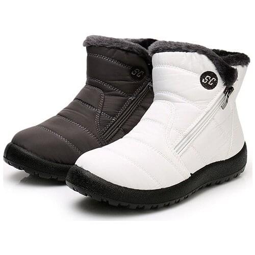 Women Casual Flat Shoes Round Toe Women Boots Waterproof Snow Boots Female Plush Winter Shoes Women Warm Ankle Winter Shoes