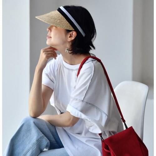 MICOCO A3369C Korean version of fashion color matching empty top hair hoop grass sunshade hat sunblock sun hat