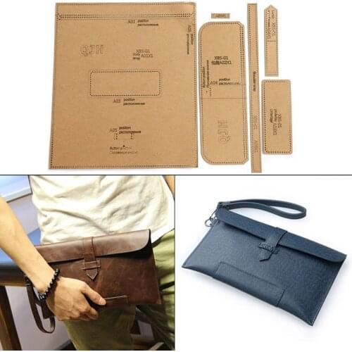 1Set DIY Kraft Paper Template New Fashion Upscale Mens clutch Leather Craft Pattern DIY Stencil Sewing Pattern 27.5cm*16cm