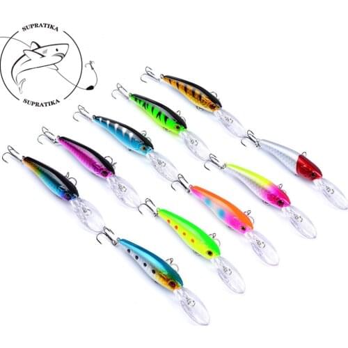 10pcs/lot Lifelike Stripe Minnow Fishing Lure Bait 90mm/7.3g Floating Wobbler Saltwater Bass Crankbait Sea Fishing Tackle