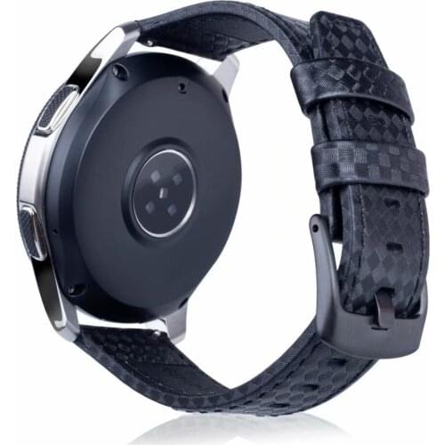 22mm Leather Strap for Samsung Galaxy Watch 46mm Galaxy Gear S3 Carbon Fibre Pattern Watchband for Huawei Watch Huami Ticwatch