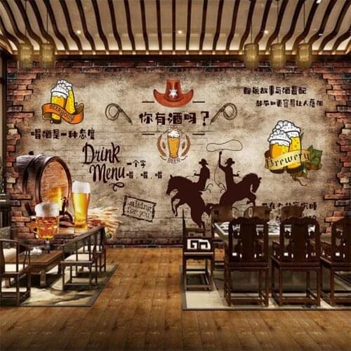 Wellyu Custom wallpaper 3d retro brick wall do you have a wine bar restaurant background living room cafe decoration painting