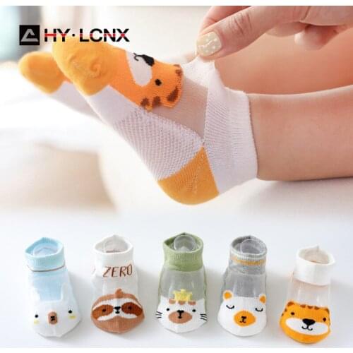 5 Pairs/Lot Kids Socks Baby Boy Girl Summer Sock Cartoon Cute Mesh Breathable Ice Silk Elastic Cotton Sox Babies Socks