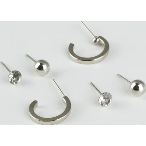 6'lı Square Ring Metal Earrings (1,5 cm)