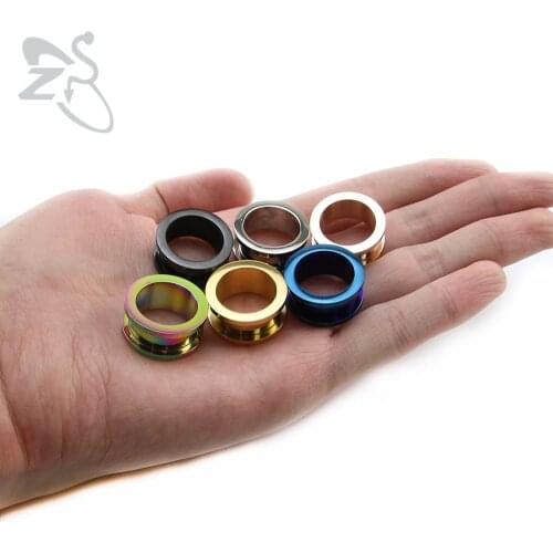 6 Pairs/Lot Mixed Colors Stainless Steel Screw Fit Double Flare Tunnel Plug Flesh Expander Stretcher Ear Gauges Piercing Jewelry