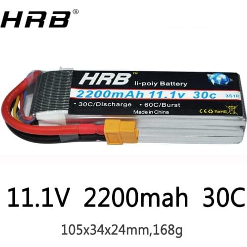 HRB 3S Lipo Battery 11.1V 2200mah 30C T XT60 Deans XT90 EC5 Female For Axial SCX10 Airplanes FPV Drone Racing Car Boat RC Parts