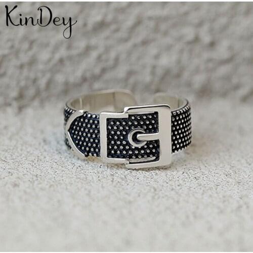 Kindey Exaggerated Silver Color Belt Rings For Women Engagement Jewelry Girls Open Finger Rings