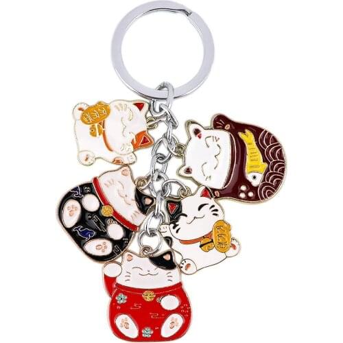 MD614 DMLSKY Cartoon Cat Alloy Key Chains Ring Gift For Women Men Bag Cute Keychain Charm Keyring Jewelry