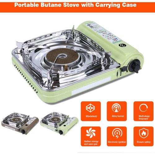 Butane Gas Stove Portable Windproof Butane Countertop Range With Carrying Case For Outdoor Camping Hiking Fishing
