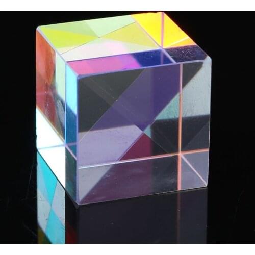 Colorful Combiner Splitter Cross Dichroic Cube RGB Prism Optical Glass Triangular Prism for Teaching Light Spectrum Physics