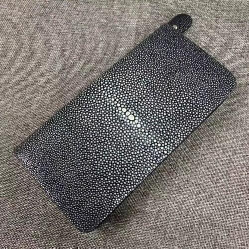 Unisex Style Female Male Long ZIP Wallet Authentic Stingray Skin Large Card Holder Exotic Genuine Leather Women Men Clutch Purse