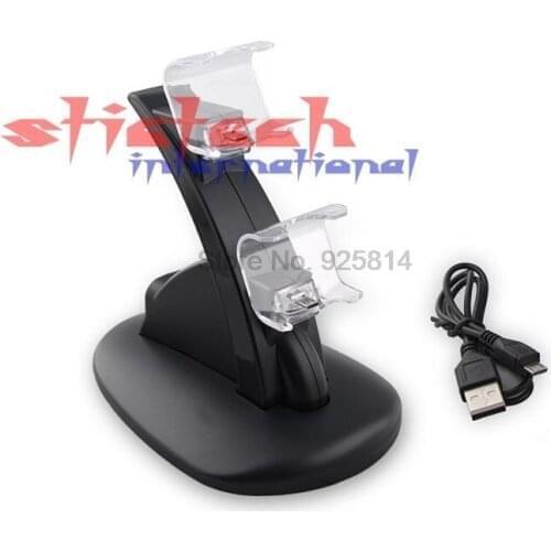 By dhl or ems 200 sets 2016 LED Dual USB Charging Dock Cradle Station Stand for Sony Playstation for PS4 Game Controller