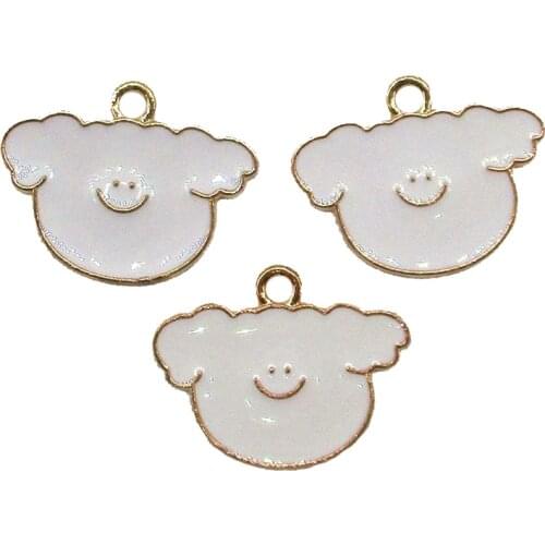 10Pcs/lot 24*19mm Dog Charms Enamels Alloy Lovely White Dog For DIY Hair Bracelet Earrings Necklace Accessories Making XL588