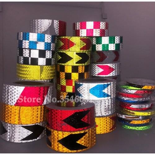 3m*5cm Car Arrow Lattice Reflective Tape Decoration Strips Safety Mark Warning Reflectante Stickers For Car Exterior Accessories