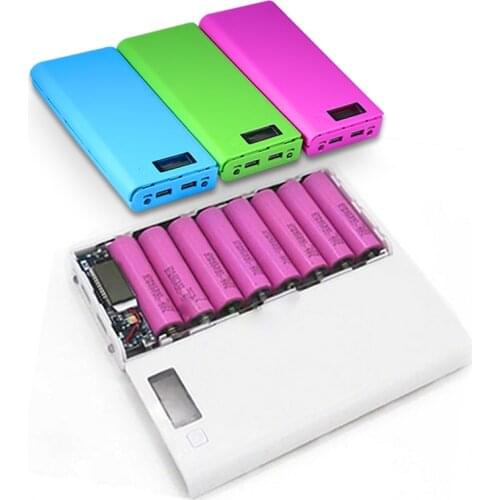 No Battery) 8x18650 DIY Portable Battery Power Bank Shell Case Box LCD Display Dual USB Powerbank Box DIY KIT Powerbank 18650