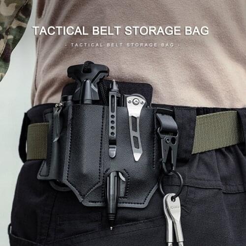 Leather Case Vintage Style Portable Tool Set Outdoor Survival Hanging Waist Set Belt Bag Suitable For Iphone Mobile Phone Bag