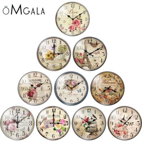 Beauty clock pattern 12mm/18mm/20mm/25mm Round photo glass cabochon demo flat back Making findings wholesale