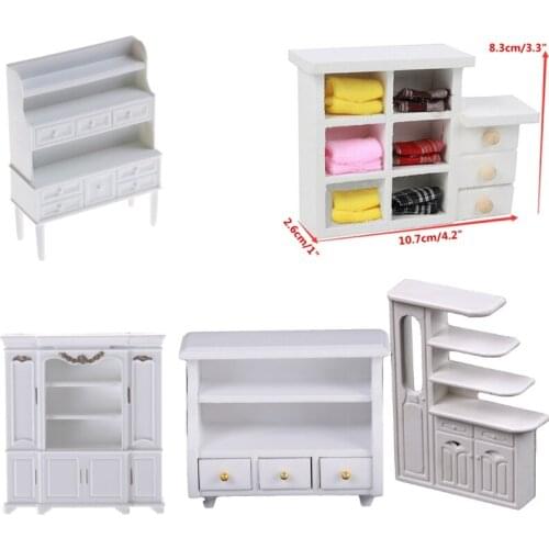Dollhouse Mini Cabinet Model Chest Cupboard Shelf White Cabinet Kitchen Dining Display Display Doll House Kitchen Accessories