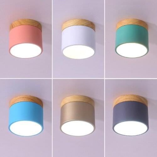 Modern LED Ceiling Lights Nordic Iron+Wood Ceiling Lamp for Living Room Bedroom Kids Room Corridor Surface Mounted Spot Light